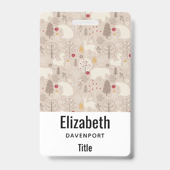 Crachá Animais Fofos da Floresta Padrão Nórdico (Frente)