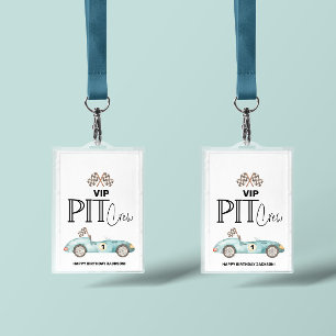 Crachá Aniversário com carro de corrida azul, qualquer id