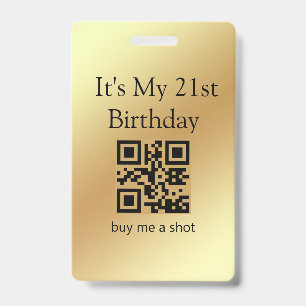 Crachá aniversário de 21 anos, compre-me um shot, código