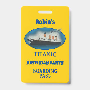 Crachá Aniversário do Titanic Navio da Linha Estrela Amar