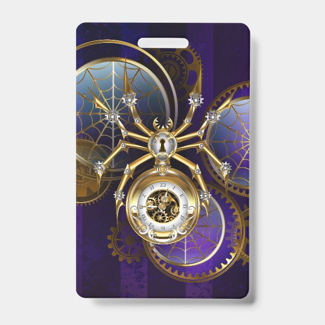 Crachá Aranha Steampunk no fundo roxo (Front)