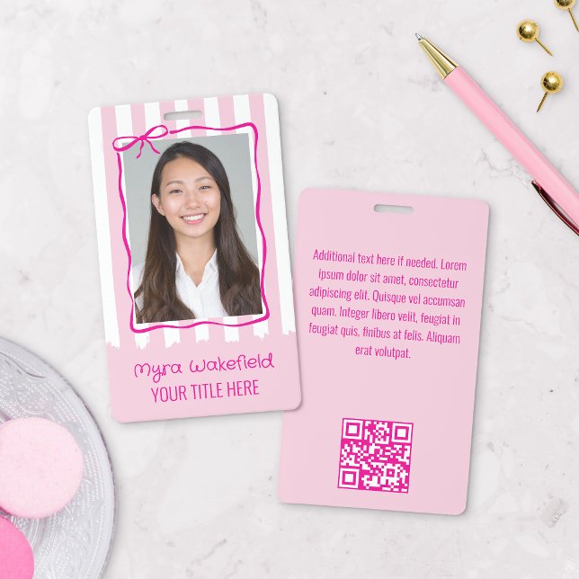 Crachá Arco de Ondas Caprichosas com Listras Rosa Foto (Criador carregado)