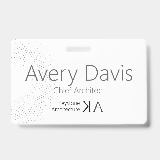 Crachá Arquiteto Moderno | Nome preto e branco minimalist (Frente)