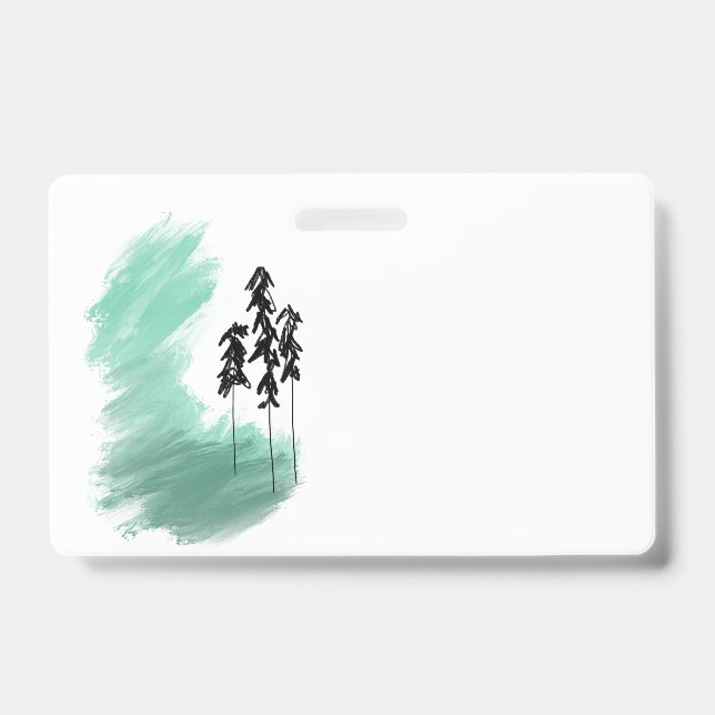 Crachá arte de árvore verde escandinava simples menta mod (Frente)