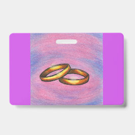 Crachá Arte de pintura par dourado alianças de casamento 