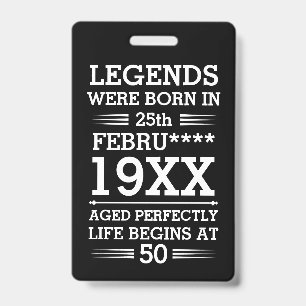 Crachá As Legendas Personalizadas Eram Nasceres na Idade
