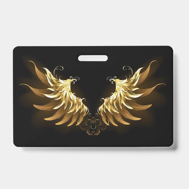 Crachá Asas de Anjo Douradas em fundo Preto (Frente)