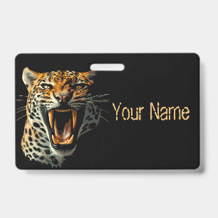 Crachá Ataque de cabeça rugindo de leopardo