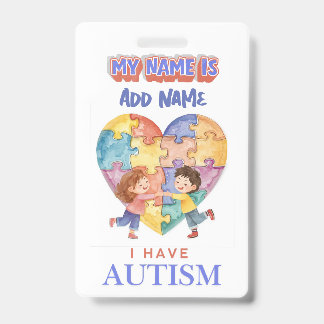 Crachá Autism Alert id Badge Tag
