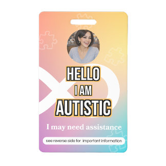 Crachá Autism Alert Photo ID Alert Badge