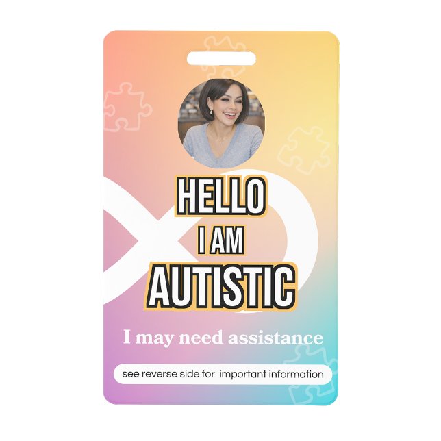 Crachá Autism Alert Photo ID Alert Badge (Autism Alert Photo ID Alert Badge)