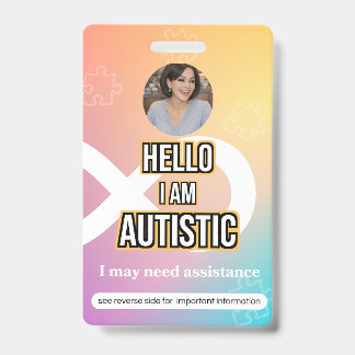 Crachá Autism Alert Photo ID Alert Badge