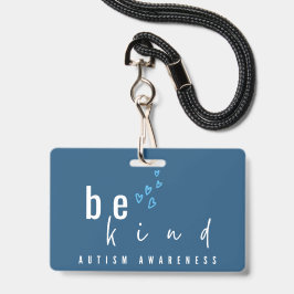 Crachá autism awareness be kind blue hearts modern 