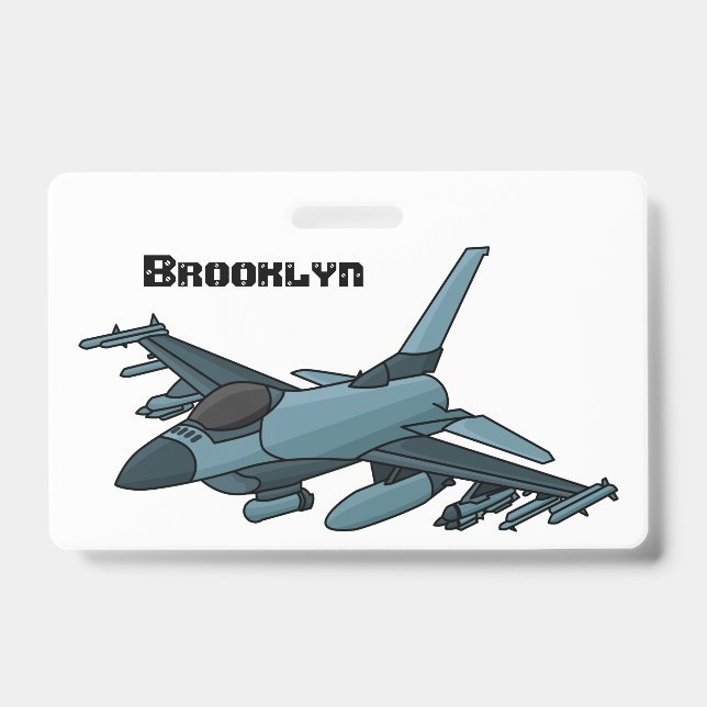 Crachá Avião de caça militar desenho animado (Frente)