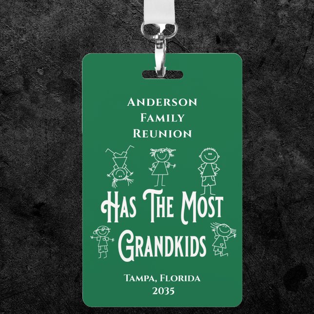 Crachá Avós da Reunião Prêmio a maioria das crianças (Has the most grandkids family reunion prize badge. Proudly wear this at your next reunion. )