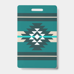 Crachá Aztec design in turquoise color