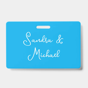 Crachá Azul Celeste Simples Elegante Personalizado Custom