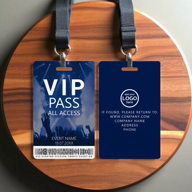 Crachá Azul de Acesso Total VIP Personalizado com  (Criador carregado)