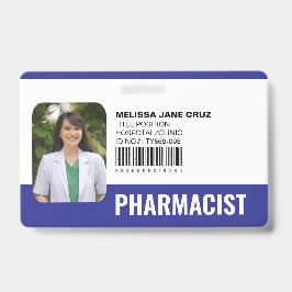 Crachá Azul de Farmacêutico da Equipe Médica Hospi