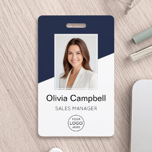 Crachá Azul de Fotografia para Funcionários Personalizado