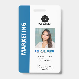 Crachá Azul de ID de Funcionário Profissional Mode