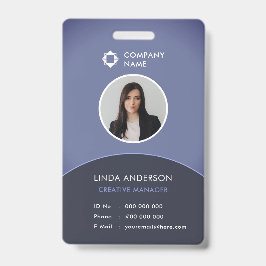 Crachá Azul E Cinza Logotipo Da Empresa De Foto ID De Fun