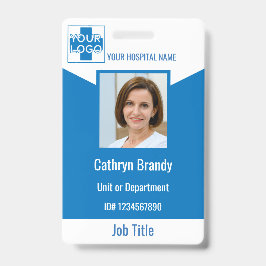 Crachá azul Funcionário Personalizado do Hospital ou Clín