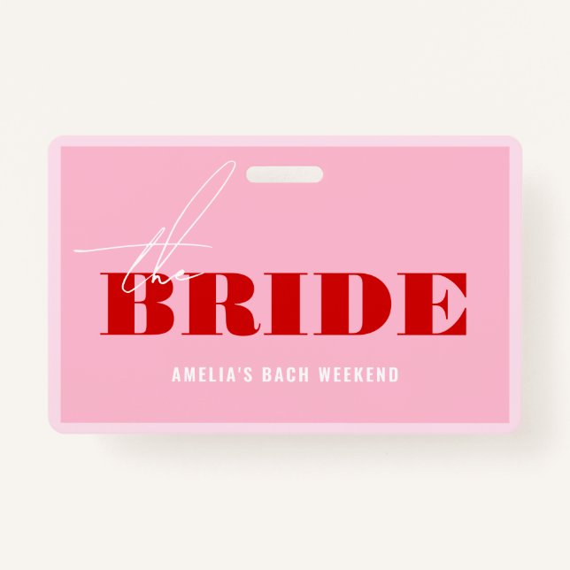 Crachá Bachelorette Cor-de-rosa-escuro e vermelho Comprar (Frente)