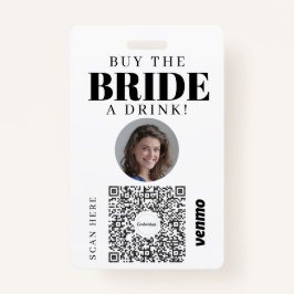 Crachá Bachelorette Venmo Código QR Comprar Noiva A Bebid