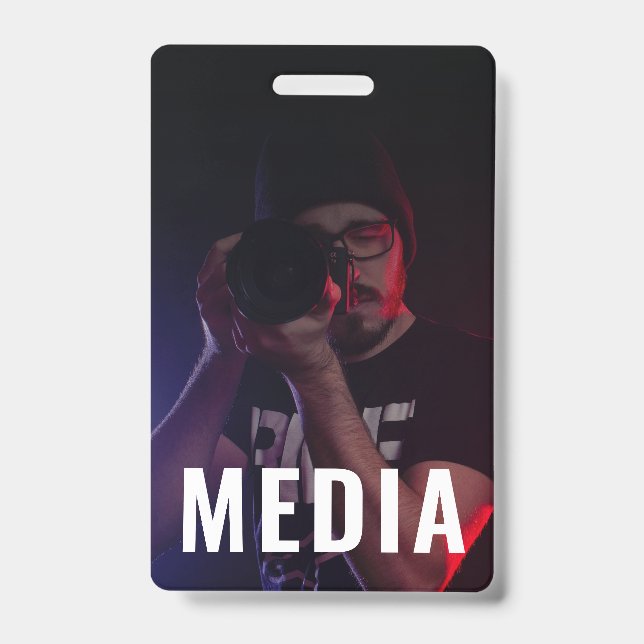 Crachá Backstage Pass Media ID Badge with Photo (Frente)