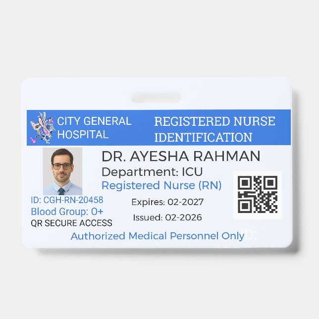 Crachá Badge Sécurité|Custom Nurse|Healthcare|Hosp ID (Frente)