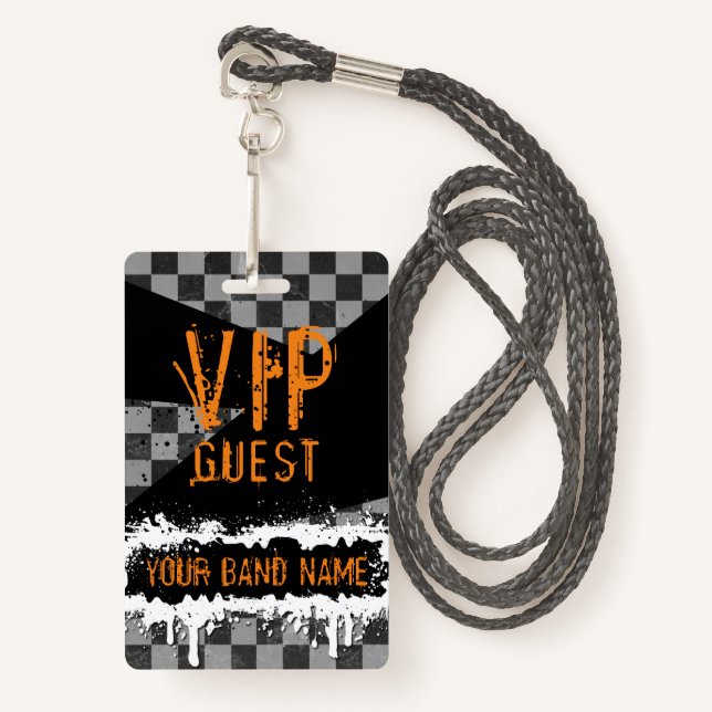 Crachá Banda Personalizada Lanyard VIP Punk Rock Backstag (Frente com cordão)