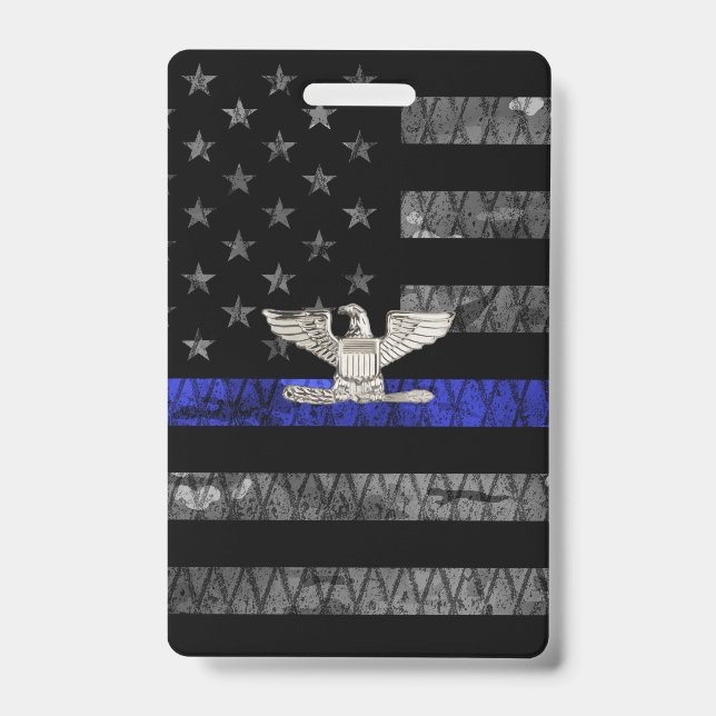 Crachá Bandeira Colonelo Thin Blue Line em Distress (Frente)