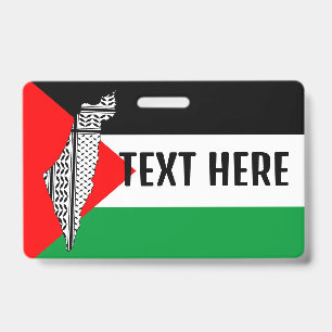 Crachá Bandeira e Mapa da Palestina com Padrão Keffiyeh