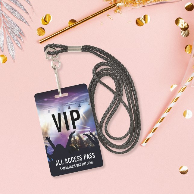 Crachá Bat Mitzvah VIP Personalizado de Acesso Total (Criador carregado)