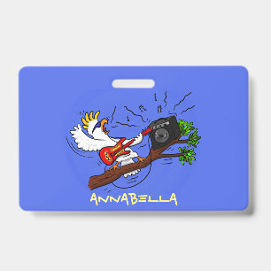 Crachá Batuta engraçada tocando cartoon de violão