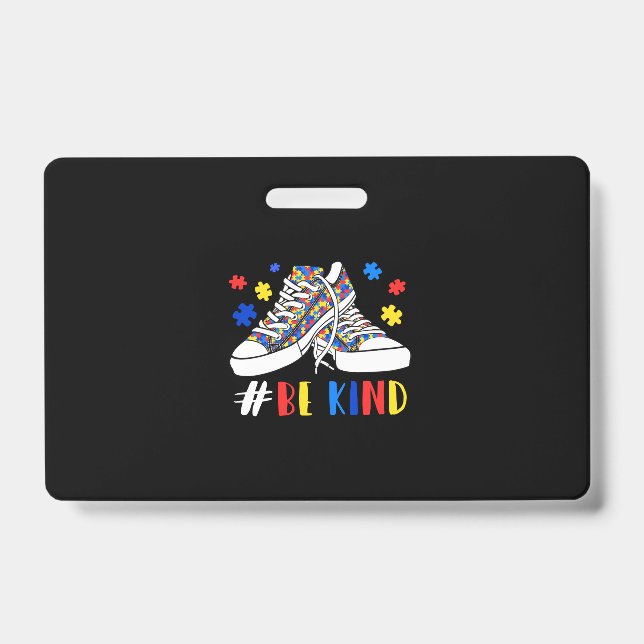 Crachá Be Kind Autism Awareness Puzzle Shoes Autism (Frente)