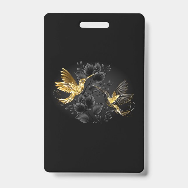 Crachá Beija-flor Preto e Dourado (Frente)
