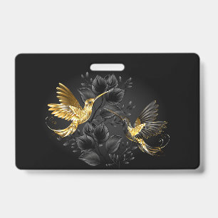 Crachá Beija-flor Preto e Dourado