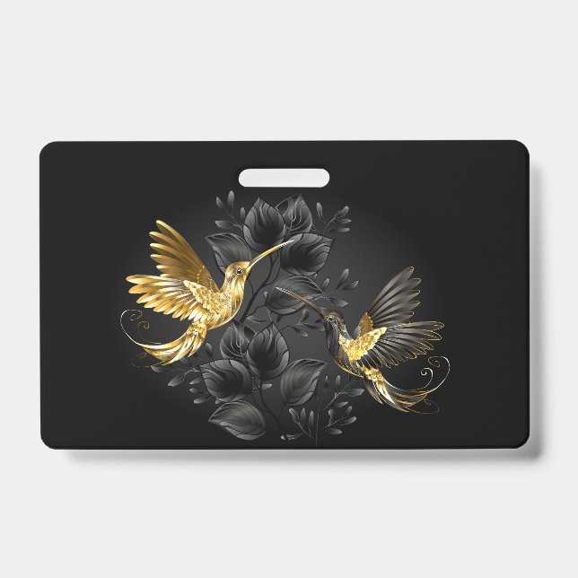 Crachá Beija-flor Preto e Dourado (Frente)