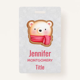 Crachá Belo Urso Enfrentado Vermelho Scarf e Cheeks Rosad