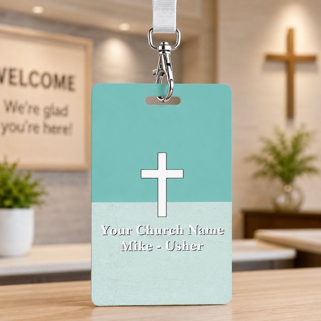 Crachá Bem-vindo Recepcionista da Igreja Cristã Vertical  (Criador carregado)