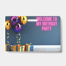 Crachá Bem-vindos à minha Festa de aniversário - Balões e