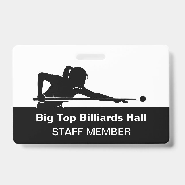 Crachá Billiards Pool Hall And Event Staff Member Budget (Front)