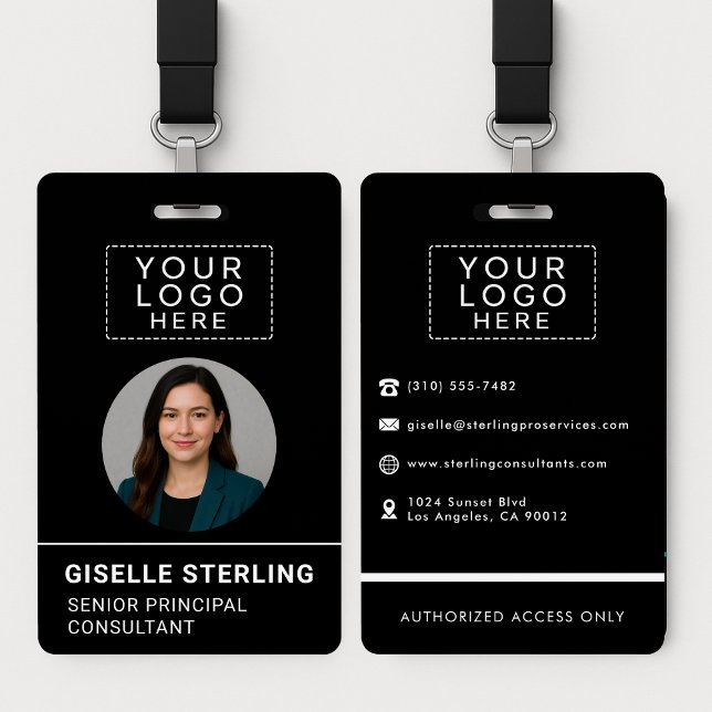 Crachá Black Company Photo ID Logo Name Tag Custom  (Criador carregado)