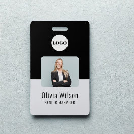 Crachá Black ID Card | Business Logo Employee Photo