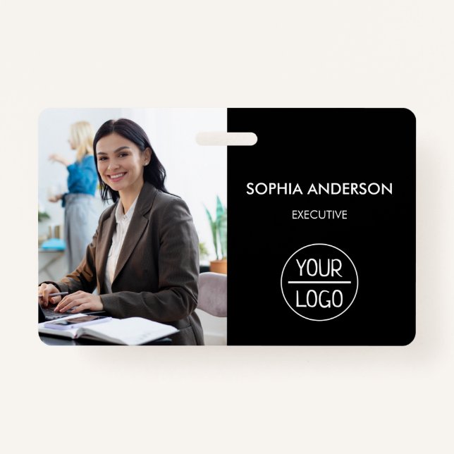 Crachá Black ID Card | Modern Minimalist Company Employee (Frente)