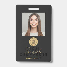 Crachá Black Makeup Artist Beauty Salon Employee ID
