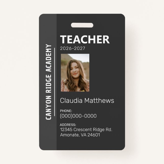 Crachá Black Stripe Homeschool Educator ID Badge (Frente)