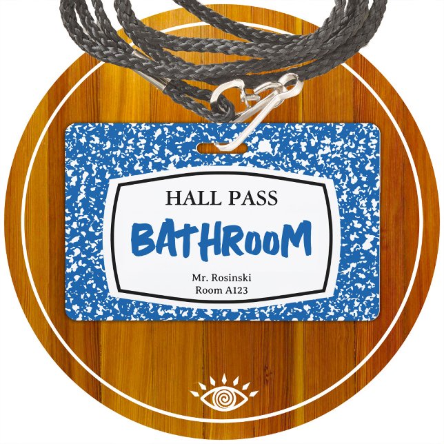 Crachá bloco de composição de passagem de banheiro para e (Criador carregado)